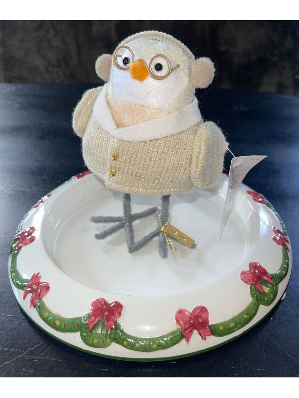 Heiwa Holiday Bird Figurine with Glasses and Knit Sweater-Featherly Friends